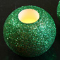Mini Wax Flameless Glitter Balls - Green - Set Of 2