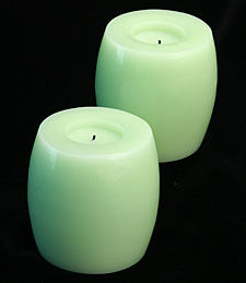 4 Inch Hurricane Green Vanilla Scent Flameless Candle Set of 2