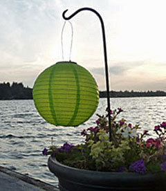Green Outdoor Solar Powered Lantern with White LED
