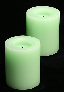 4 Inch Round Green Mild Scent Flameless Candle Set of 2