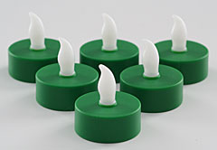 Green Flameless 1.5 Inch Tea Light - Set of 6