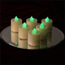 Green Flameless 2 Inch Tea Light - Set of 6
