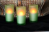 Flameless Green Glass Votive Set Of 3