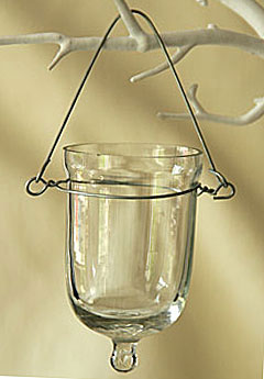 Set of 6 Glass Tealight Holders - 3 Inches Tall with Hangers