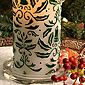 Holly Candle with Glass Pillar Coaster - Battery Operated