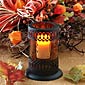 Flameless Tea Light Amber Hurricane Glass Holder