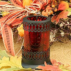 Flameless Tea Light Red Hurricane Glass Holder