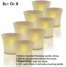 Flameless LED Flickering Votive Candles Set of 8