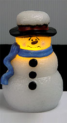 Flameless Snowman Candle with Blue Scarf  and Timer
