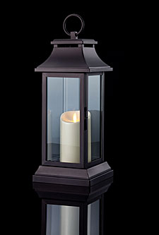 15 Inch Black Lantern - Luminara Candle - Timer