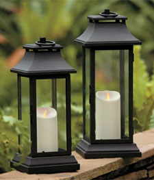 18 Inch Black Lantern - Luminara Candle - Timer