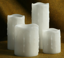 Flameless White Unscented Drip Candle 3x4 with Dual Timer