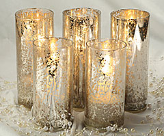 Set of 5 Mercury Glass Sting Lights - Electric