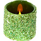 Flameless Green Christmas Beaded Candle 3 x 3