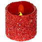 Flameless Red Christmas  Beaded  Candle 3 x 3