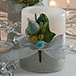 Beaded Garland Flameless  3 x 4 LED Candle with Ribbon