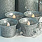 Silver Glitter Glass Votive with Tealight Set of 4