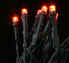 Orange LED Battery Operated Light Set - 20 Bulbs - 6.5 Feet