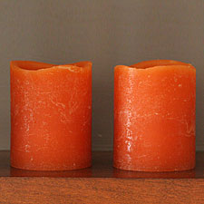 Flameless Pumpkin Wax Votive 2 x 2.5 Set of 2