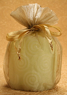 4 Inch Patterned Hurricanes Champage Flameless Candle -  Set of 4
