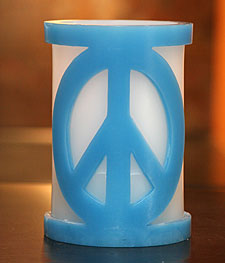 Flameless Color Changing Peace Symbol Candle - Blue