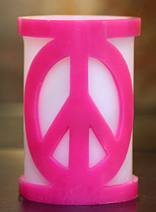 Flameless  Color Changing Peace  Symbol Candle  - Pink