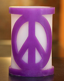 Flameless Color Changing Peace Symbol Candle - Purple