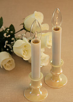 Flameless Event Taper Candles - Set of Two with Pearl Base