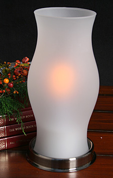 Flameless  Vintage Hurricane Lamp -  Pewter