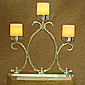 Flameless Three Tier Polished Brass Finish Ornate Window Candle