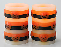 Flameless Halloween Candle Pumpkin Face Set of 2