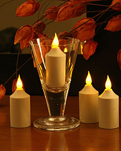 Flameless Set of 4 Rechargeable Votive Tea Lights with Base