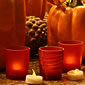 Set Of 3 Flameless Glass Votives Red