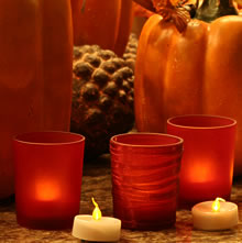Set Of 3 Flameless Glass Votives Red