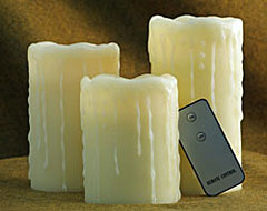 Set of 3 Remote Control Flameless Candles 3.25 x 4.5, 5.5 and 6.5 Inch