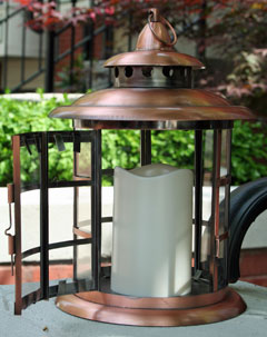 Flameless Round Copper Lantern  - 5 Hour Timer