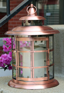 Flameless Round Copper Lantern  - 5 Hour Timer