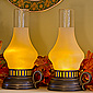 Flameless Hand Held Flickering Lanterns Set of 2 Aged Bronze