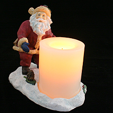 Flameless 7 Inch Santa Hand-Painted Resin 4 Inch  Candle