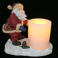 Flameless 7 Inch Santa Hand-Painted Resin 4 Inch  Candle