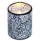 Silver Mosaic Glass with LED Flameless Candle - 4 Inch Timer