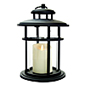 13 Inch Black Cylinder Lantern - Luminara Candle - Timer