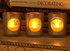 Mirrored Glass Votive With Snowflake Set of 3