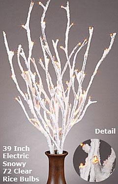 Electric Snow Covered  Lighted Branch - 72  Bulbs 39 Inches