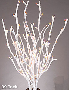 Battery Operated Snow Covered Branch With Timer - 39 Inch 48 LED's