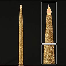 Sparkle 12 Inch Gold Flameless Taper Candle