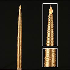 Spiral Sparkle 12 Inch Gold Flameless Taper Candle