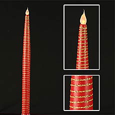 Sparkle 12 Inch Red Flameless Taper Candle