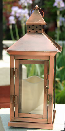 Flameless LED Copper Candle Lantern - 5 Hr Timer