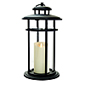 17 Inch Black Cylinder Lantern - Luminara Candle - Timer